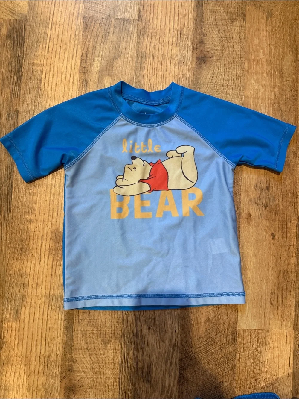 Kids Blue Pooh Bear Rash Guard Swim Set - Size 24 Months